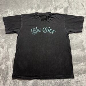 Big Chief Graphic T-Shirt Mens Large Black Good Vintage Faded Streetwear Tee